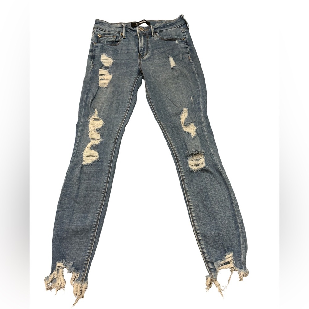 Express Ripped Skinny Jeans in Blue